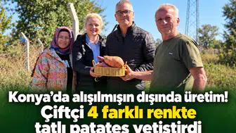 Konya’da alışılmışın dışında üretim! Çiftçi 4 farklı renkte tatlı patates yetiştirdi