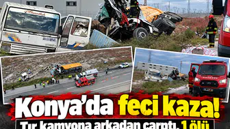 Konya’da feci kaza! Tır kamyona arkadan çarptı, 1 ölü