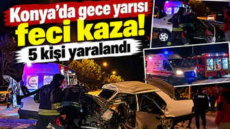 Konya’da gece yarısı feci kaza! 5 kişi yaralandı