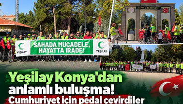 Yeşilay Konya’dan anlamlı buluşma! Cumhuriyet için pedal çevirdiler
