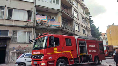 Konya'da boş apartmanda yangın çıktı