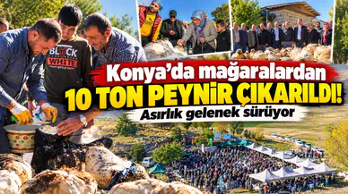 Konya’da mağaralardan 10 ton peynir çıkarıldı! Asırlık gelenek sürüyor
