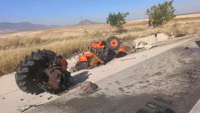 Karaman-Konya yolunda traktör ikiye bölündü! 1'i ağır 2 yaralı