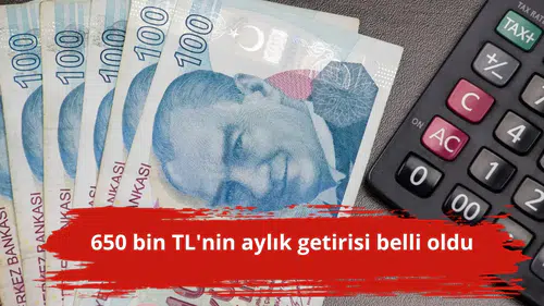 650 bin TL'nin aylık getirisi belli oldu