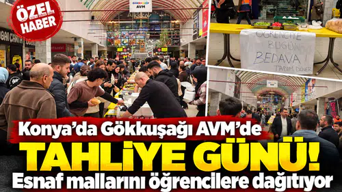 Konya’da Gökkuşağı AVM’de tahliye günü! Esnaf mallarını öğrencilere dağıtıyor