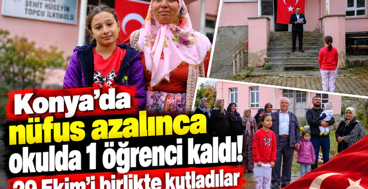 Konya’da nüfus azalınca okulda 1 öğrenci kaldı! 29 Ekim’i birlikte kutladılar