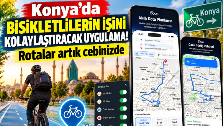 Konya’da bisikletlilerin işini kolaylaştıracak uygulama! Rotalar artık cebinizde