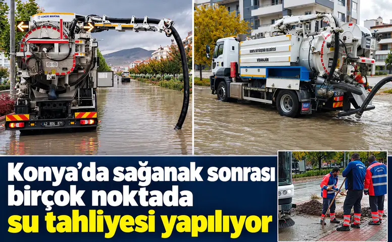 Konya’da sağanak sonrası birçok noktada su tahliyesi yapılıyor