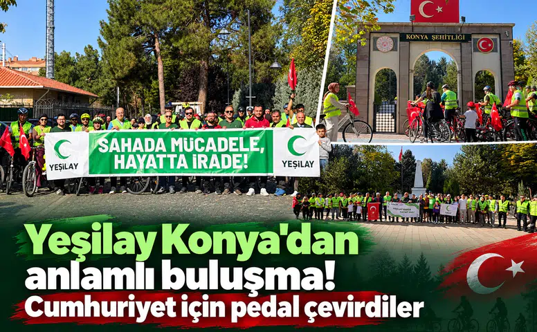 Yeşilay Konya’dan anlamlı buluşma! Cumhuriyet için pedal çevirdiler