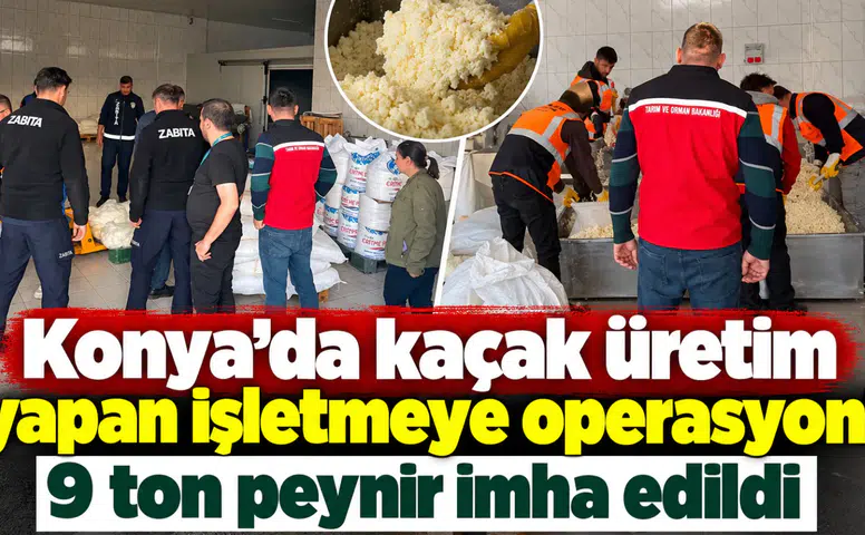Konya’da kaçak üretim yapan işletmeye operasyon! 9 ton peynir imha edildi